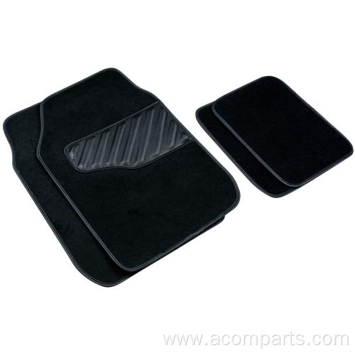 Black Carpet Floor Mat with Driver Heel Pad